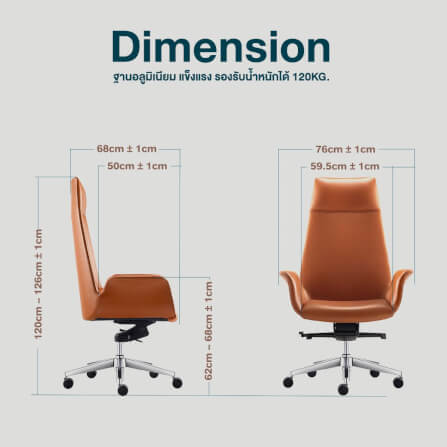 เก้าอี้ผู้บริหารหนังแท้ DF PROCHAIR รุ่น Rise Chair สีน้ำตาล_8